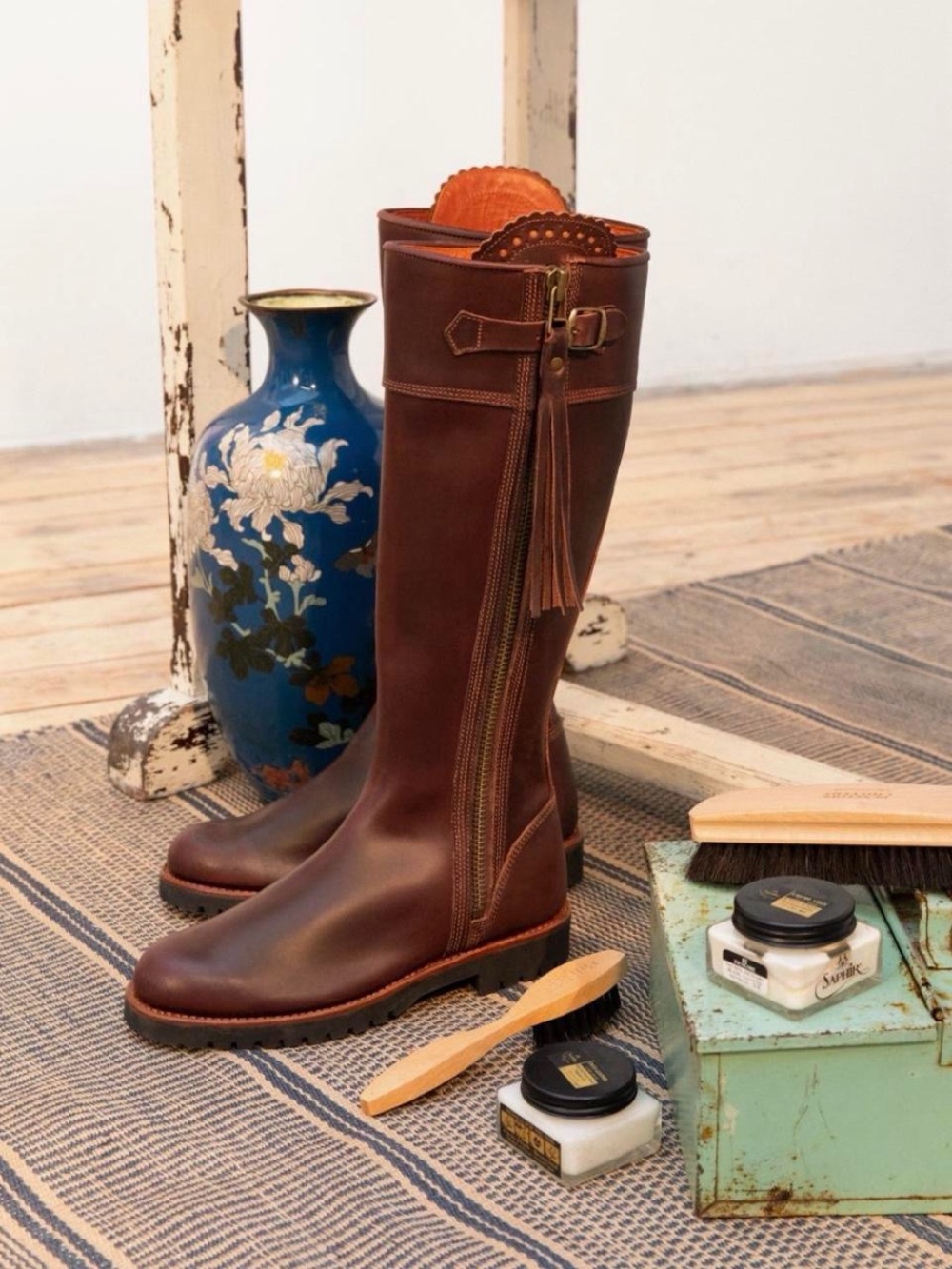 NEW Penelope Chilvers Long Tassel Boots  signature "Conker" brown leather 38